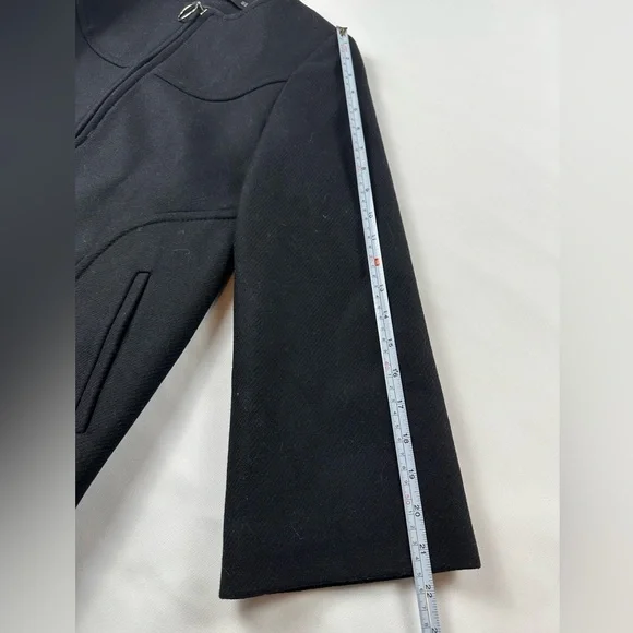 Zara women's black wool zip up coat size xs - Picture 5 of 10